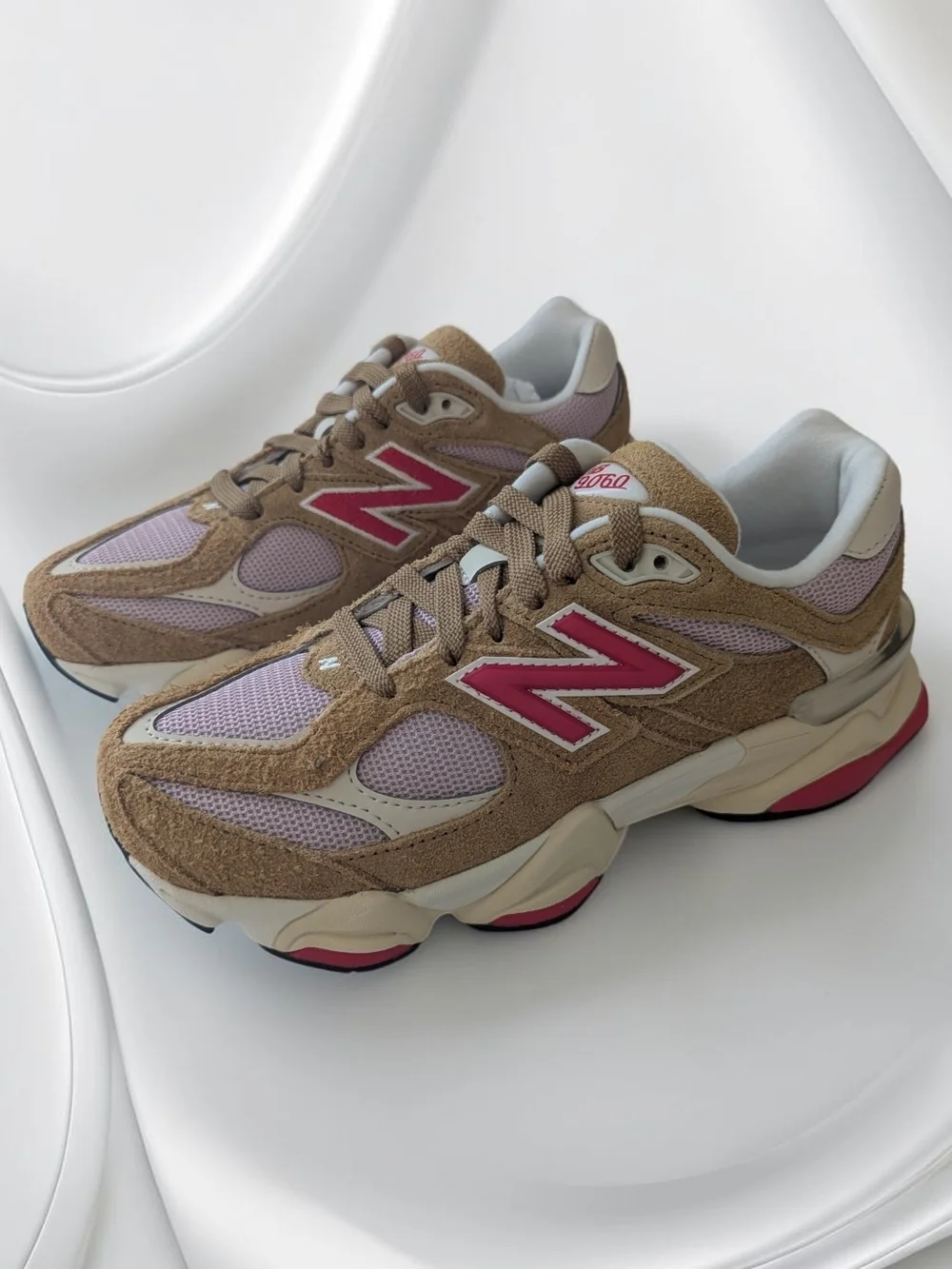 New Balance 9060 Big kids Size 4 Low Top Sneakers Tan Lavender Y2K Sneakers